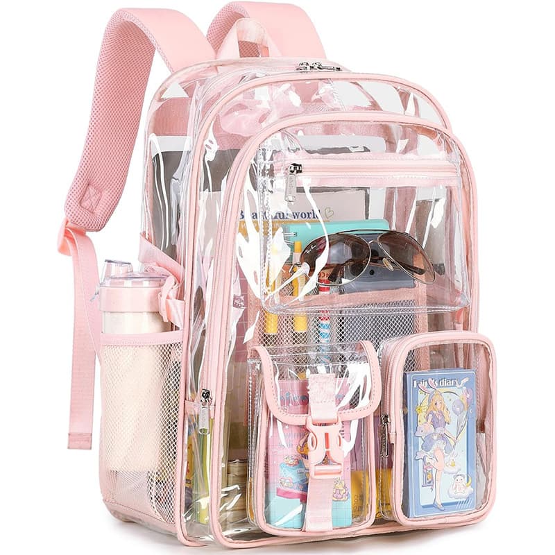 Cross-border Amazon transparent backpack PVC large capacity student school bag double layer multi-pocket transparent PVC backpack