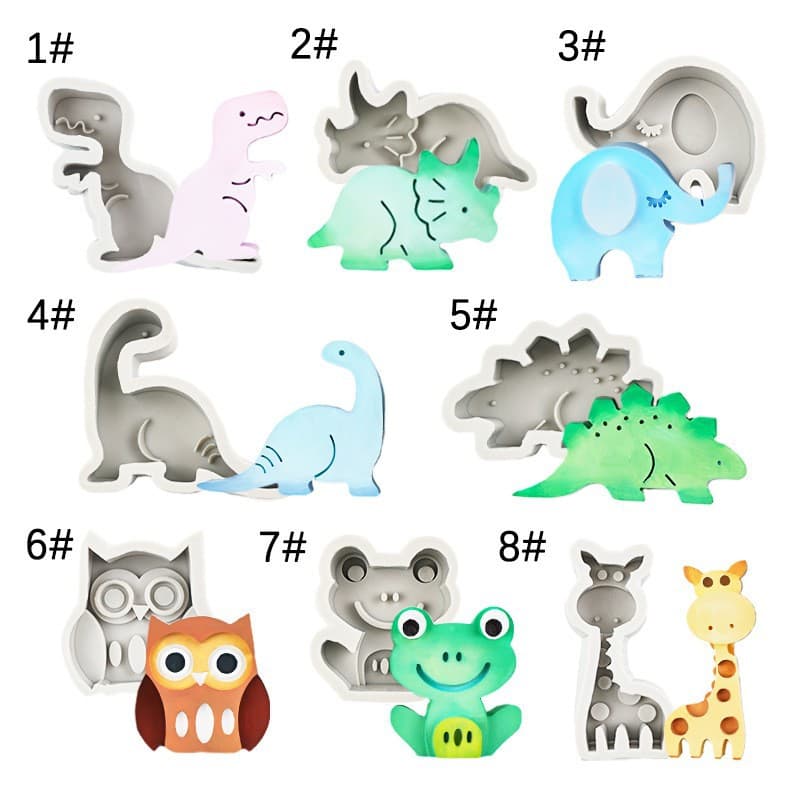 New Cartoon Dinosaur Giraffe Silicone Animal Aroma Crystal Epoxy Toy Mold Candle Mold