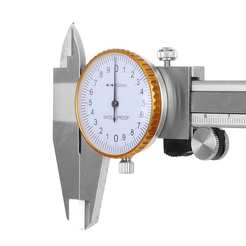 Industrial shockproof stainless steel dial caliper with vernier scale (0-150mm) - high precision dial ruler