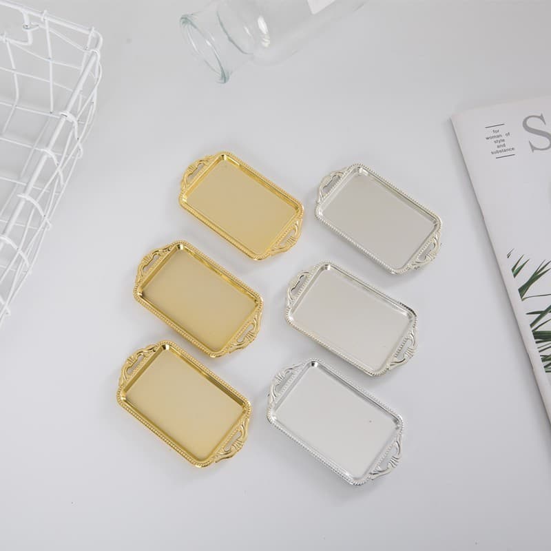 Factory Direct Plastic Chrome-Plated Tray, Chrome-Plated Plastic Tray, Silver Tray, Rectangular Tray, Small Plate, Plastic Tray