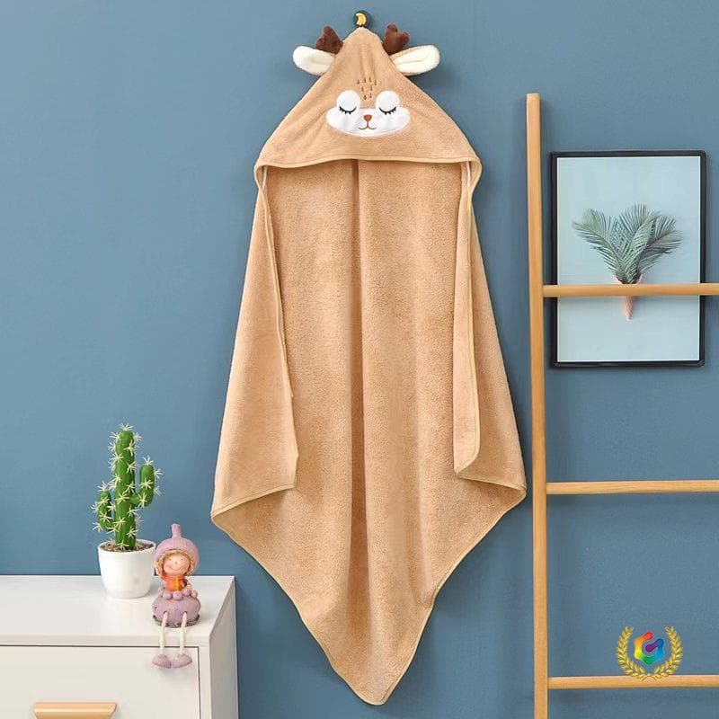 Coral Fleece Children's Bath Towel, Newborn Wrap, Thickened Cartoon Absorbent Cape, Baby Swaddle