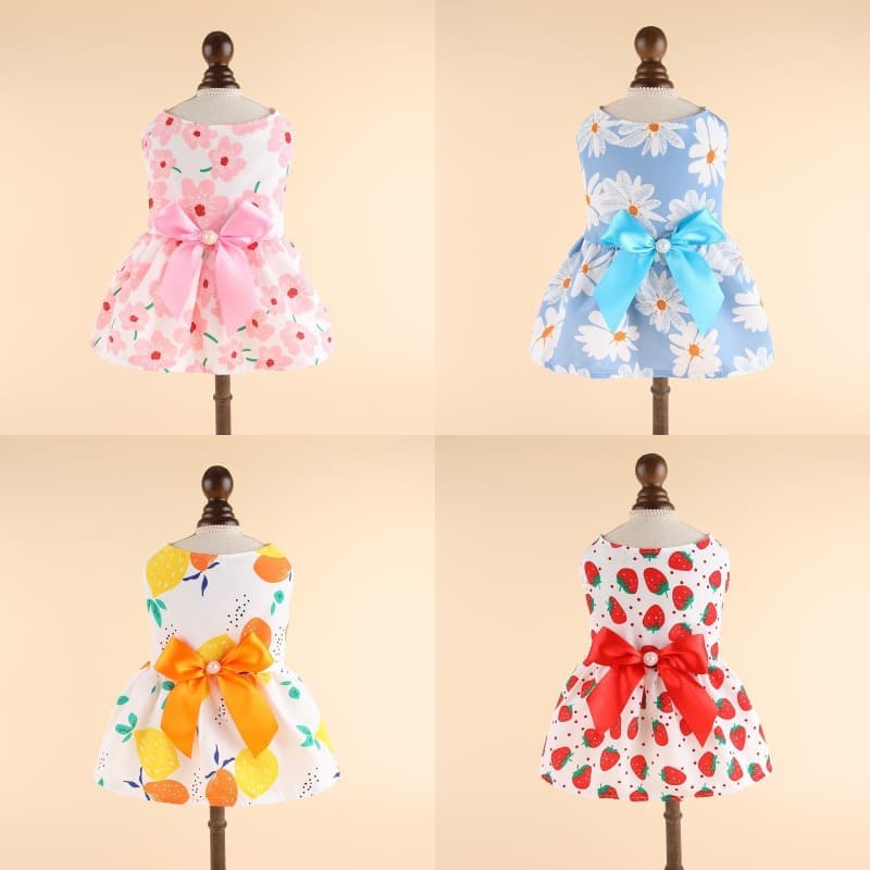 Trendy Spring/Summer Dog Dress for Small to Medium Dogs, Teddy, Cats, Pet Clothing, Cute Princess Style, Lightweight