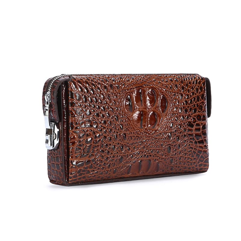 Men's Business Clutch Bag PU Cross-Border New Crocodile Pattern Large Capacity Business Casual Clutch First Layer Cowhide Handbag for Men