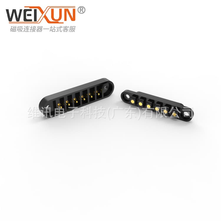 Factory-customized 6-pin anti-misalignment spring pin connector, 6-pin male and female with hole, pogopin probe socket.