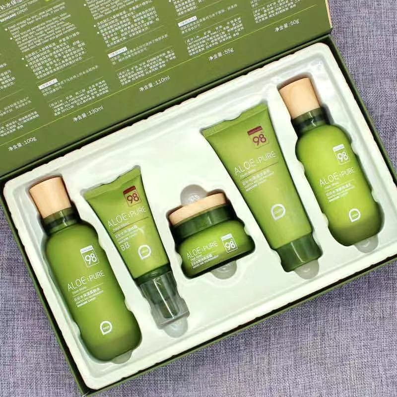 Perlanshi Aloe Vera 5-Piece Set: Moisturizing Lotion, Cream, Facial Cleanser, BB Cream, Hydrating Skincare Kit, Genuine Wholesale