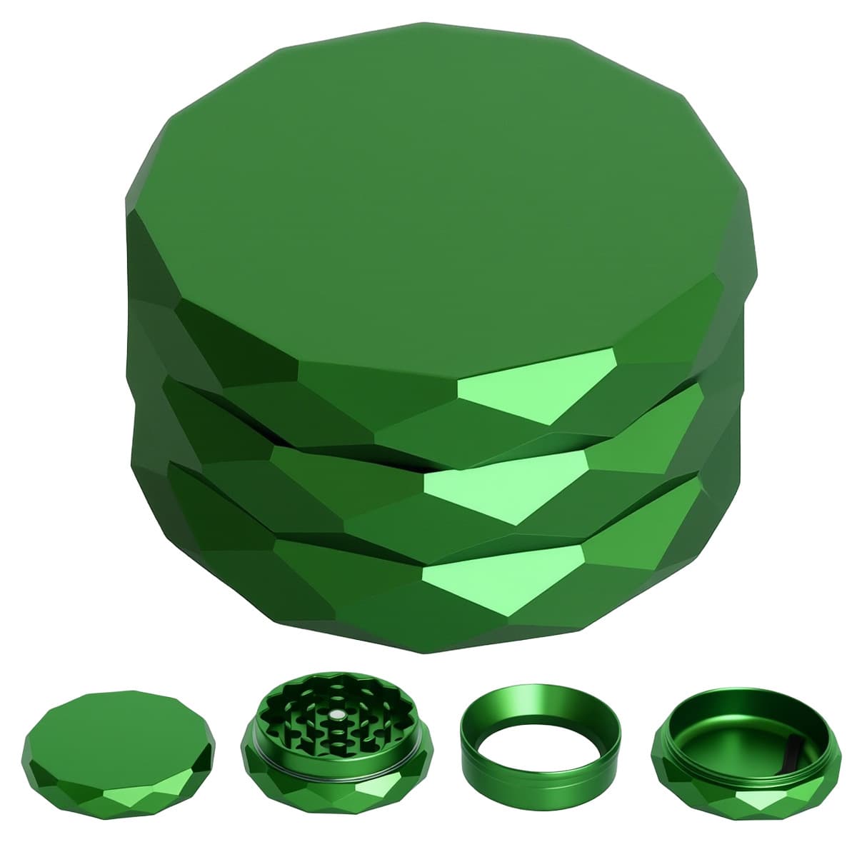 Diamond Cut Aluminum Herb Grinder 63MM Four-Layer Flat Box Metal Grinder