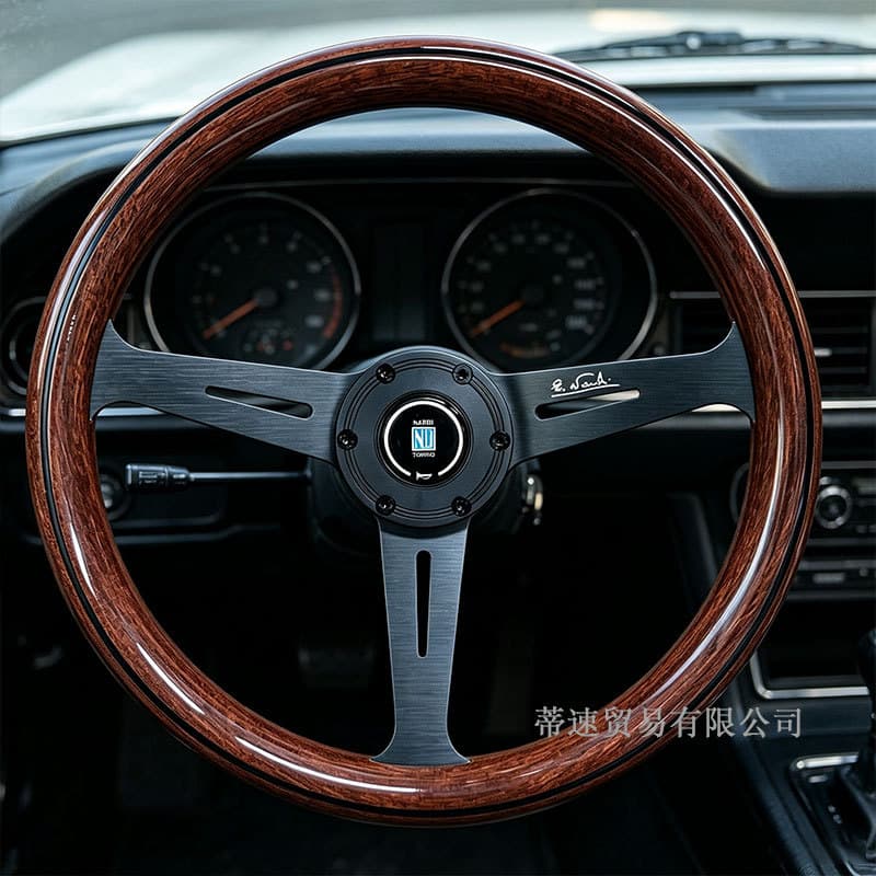 Factory Direct Car Steering Wheel Retro Wood Grain ABS Universal Modified ND Steering Wheel with Horn Cover
