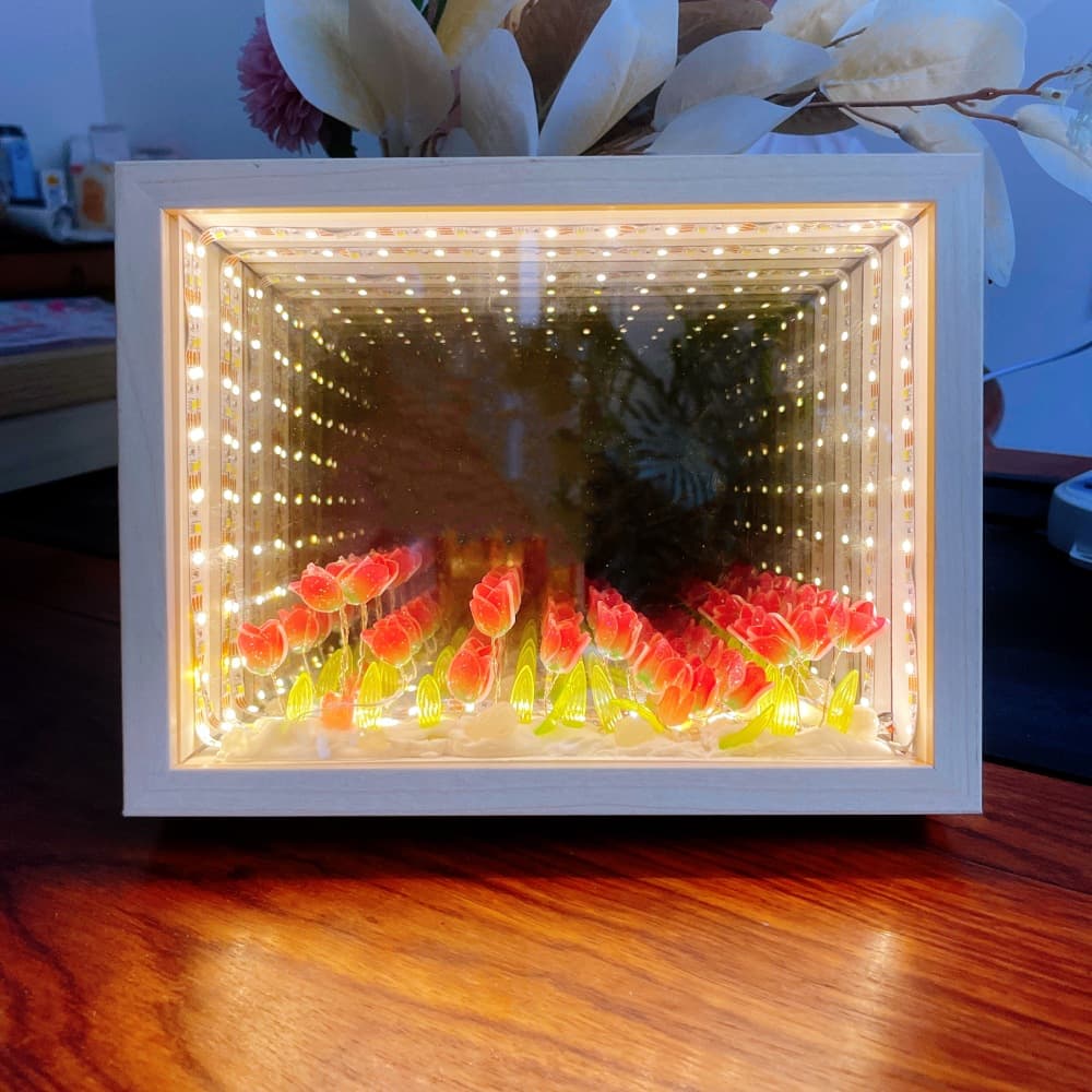 Creative 3D mirror light painting, abyss mirror night light, layered mirror frame DIY craft gift material kit