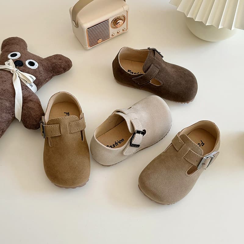 Children's Birkenstock Shoes 2025 Spring/Autumn New Korean Style Fashion Little Girl Leather Shoes, Boys' Retro Bean Bean Shoes Single Shoes