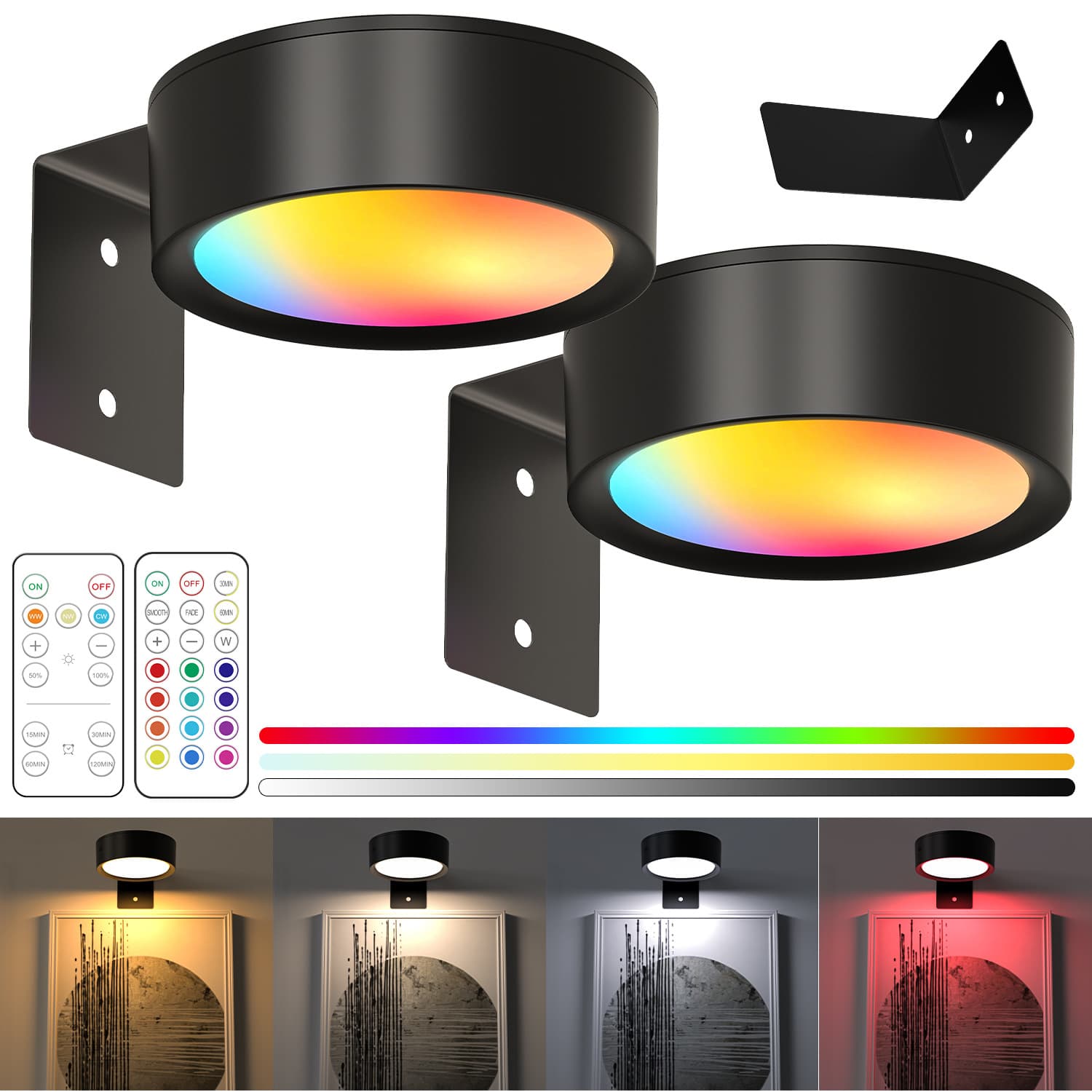 LED Battery Picture Light with Magnetic Remote Timer, Festive Atmosphere Lighting for Wall Art and Display Illumination