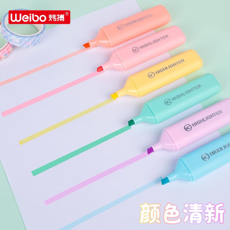 Weibo Pigment 4/office acrylic waterproof paintbrush 6-color diy children's marker pen color stationery art highlighter pen