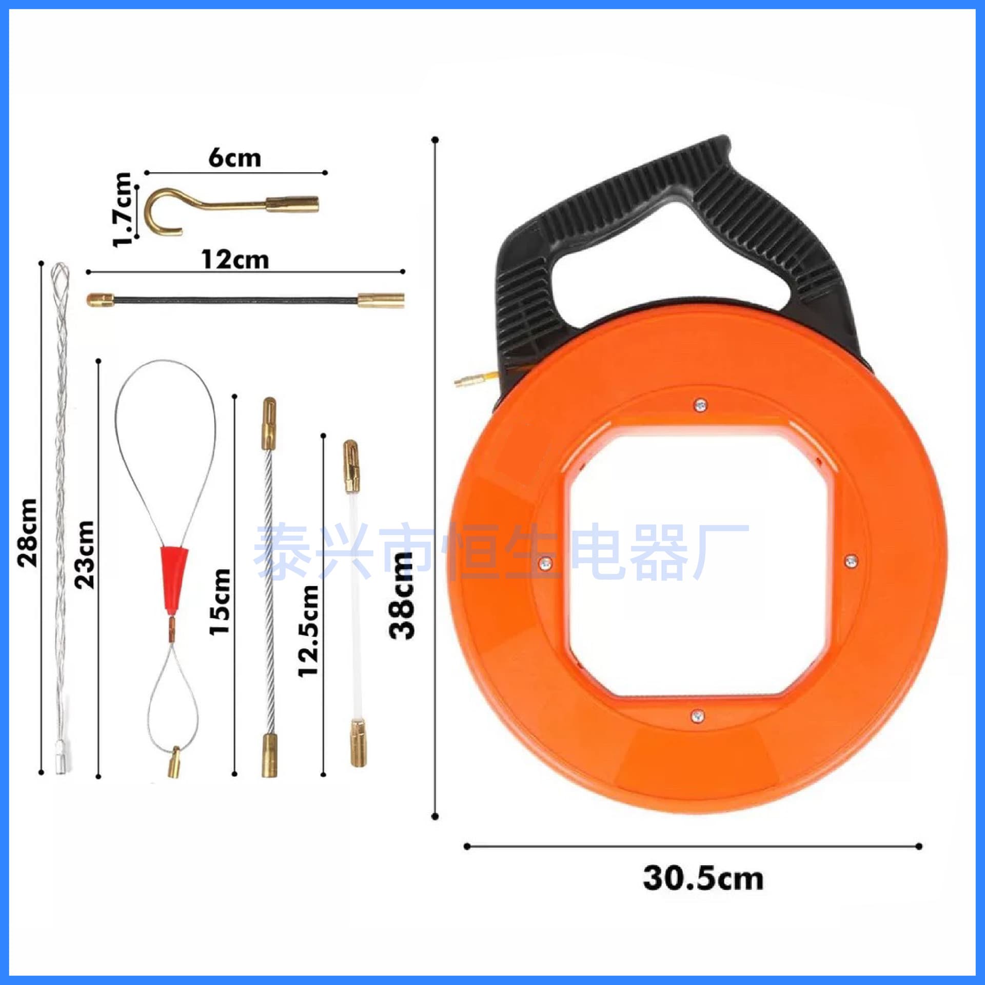 Replaceable Accessory Spring Head Fiberglass Fish Tape Puller, Cable Pulling Leader, Wall Fishing Line Threaded Perforation