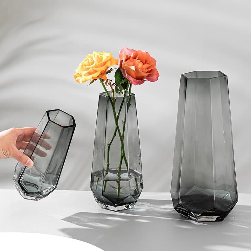 Luxury Vase for Flower Arrangement, Premium Clear Glass, Wide Mouth for Hydroponic Bamboo, Living Room Decoration