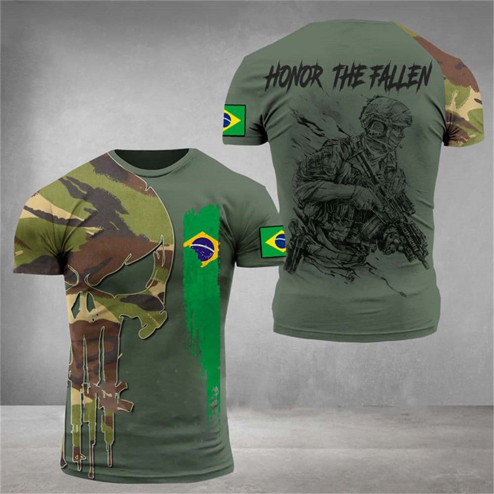 Summer ARMY-VETERANT Shirt Men's Spain Portugal Soldier 3D Print Shirt Top