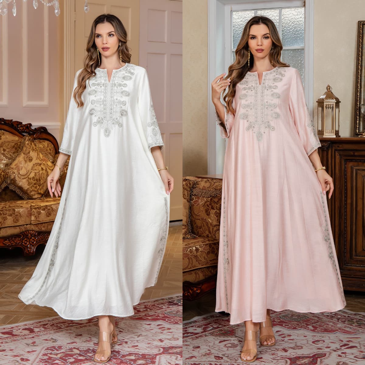 Cross-Border Hot Selling Women's Rope Embroidered Long Dress Party Evening Gown Elegant Beaded Maxi Dress