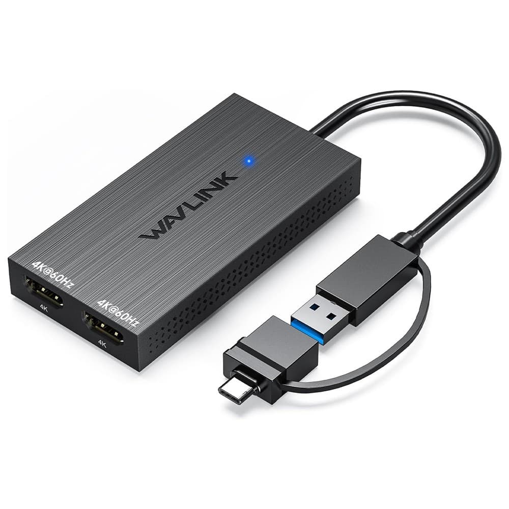 WAVLINK USB 3.0 and USB-C to Dual HDMI Adapter 4K 60Hz Dual Monitor UG6902H