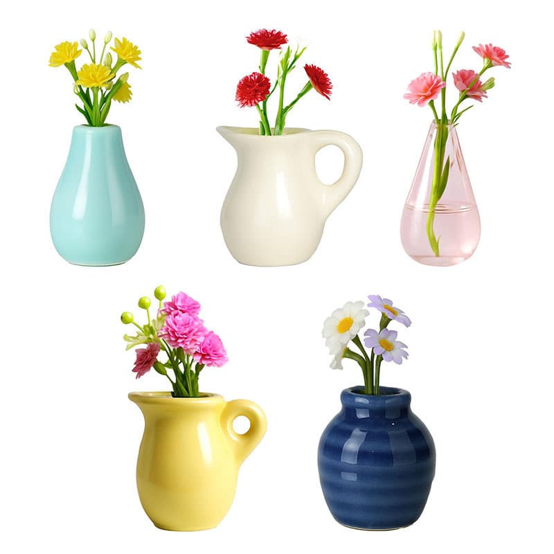 New Mini Ceramic Vase with Magnet for Kitchen Refrigerator Office Storage Cabinet Decoration Cute Small Plant Vase