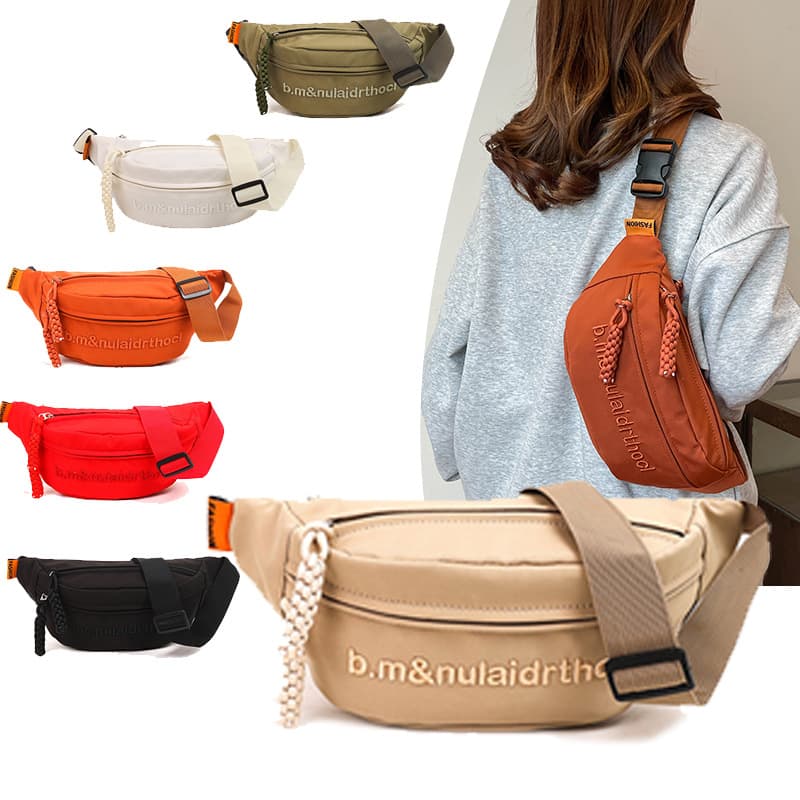 2024 Embroidered Chest Bag Men's and Women's Ins Fashion Crossbody Bag Trendy Simple All-Match Sports Waist Bag Student Satchel Three-Layer