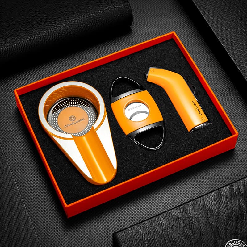 Cigarlong Cigar Ashtray Sharp Cigar Cutter Inflatable Lighter Portable Cigar Smoking Set