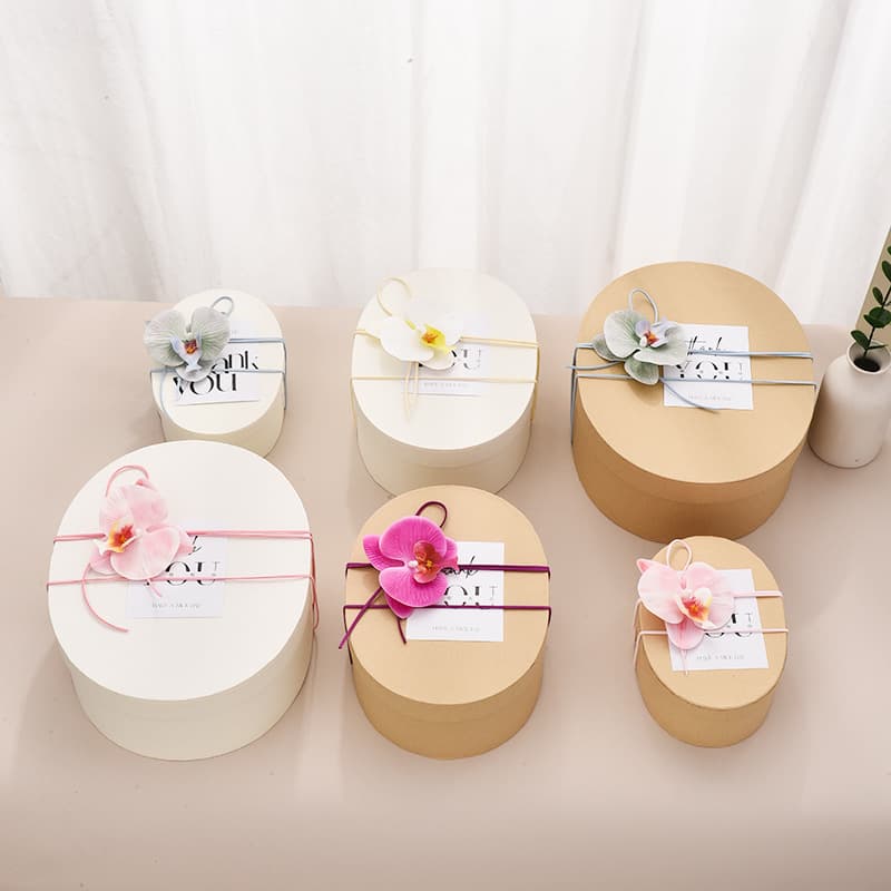 Premium Kraft Paper Oval Gift Box Mid-Autumn Bakery Pastry Packaging Box Wedding Party Favor Gift Box