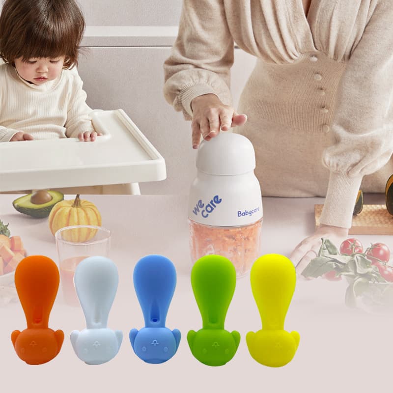 Factory Stock Creative Baby Silicone Food-Grade Portable Multi-Use Auxiliary Fruit/Vegetable Puree Spoon