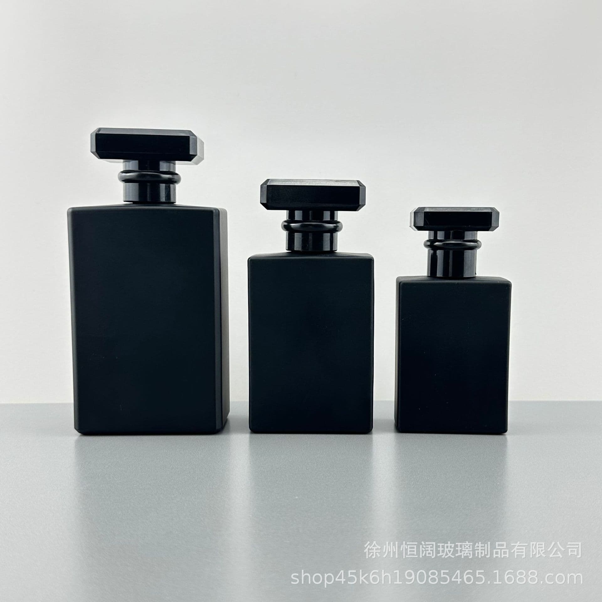 In Stock Perfume Bottle 100ML Large Capacity Matte Black Flat Square 50ml Rectangular Black Perfume Refill Empty Bottle