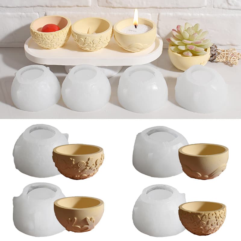 Embossed Cloud Candle Cup Silicone Mold DIY Gypsum Candy Fragment Storage Bowl Flower Pot Decoration Resin Mold