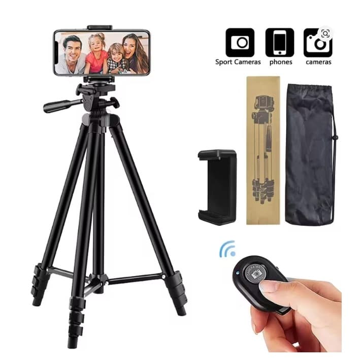 Aluminum Alloy Tripod for Phone and Camera with Bluetooth Shutter, Portable Live Streaming Stand and Fill Light