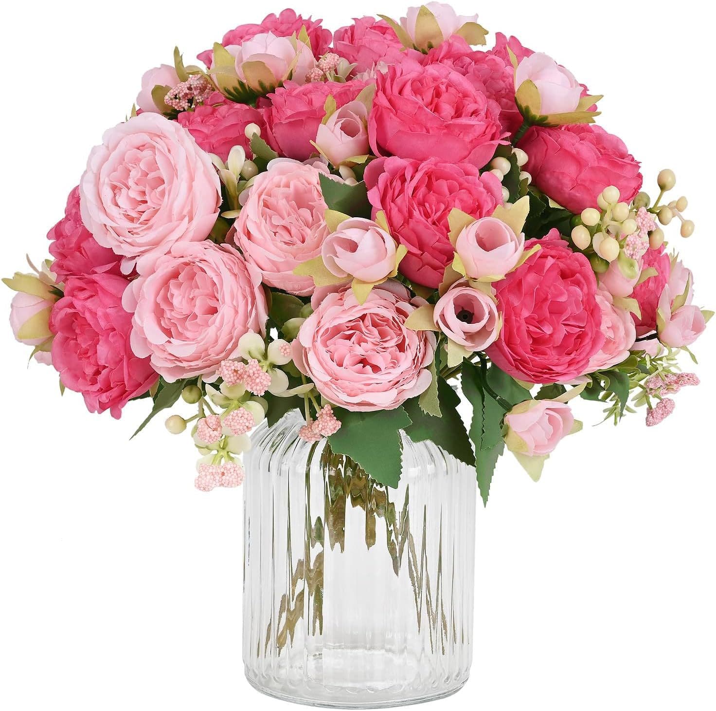 Cross-border simulated peony bouquet, foreign peony fake flowers, home wedding decoration, rose flower ornaments, artificial flowers wholesale