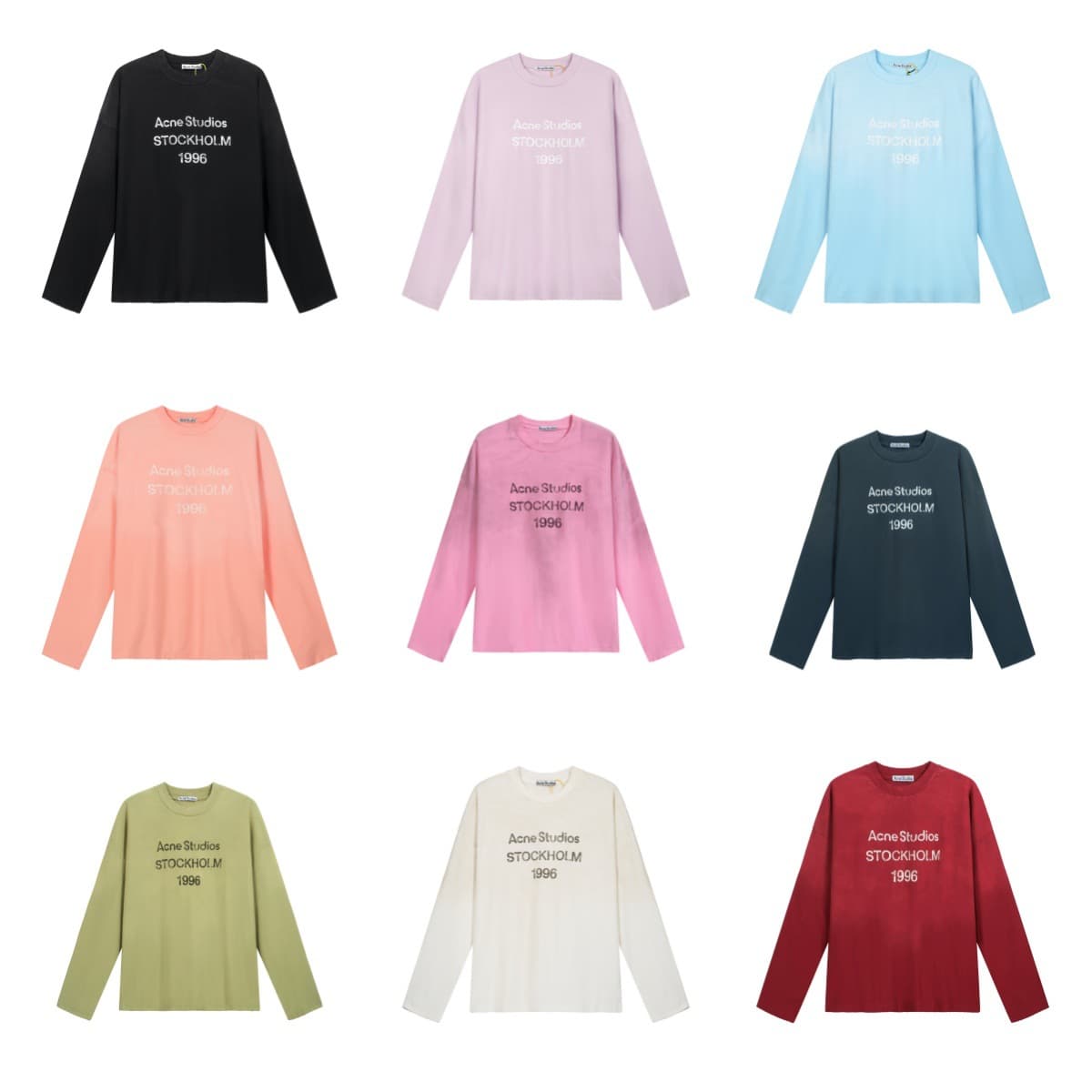 Cross-border trendy brand 26SS AC1996 new letter print washed vintage luxury unisex long sleeve
