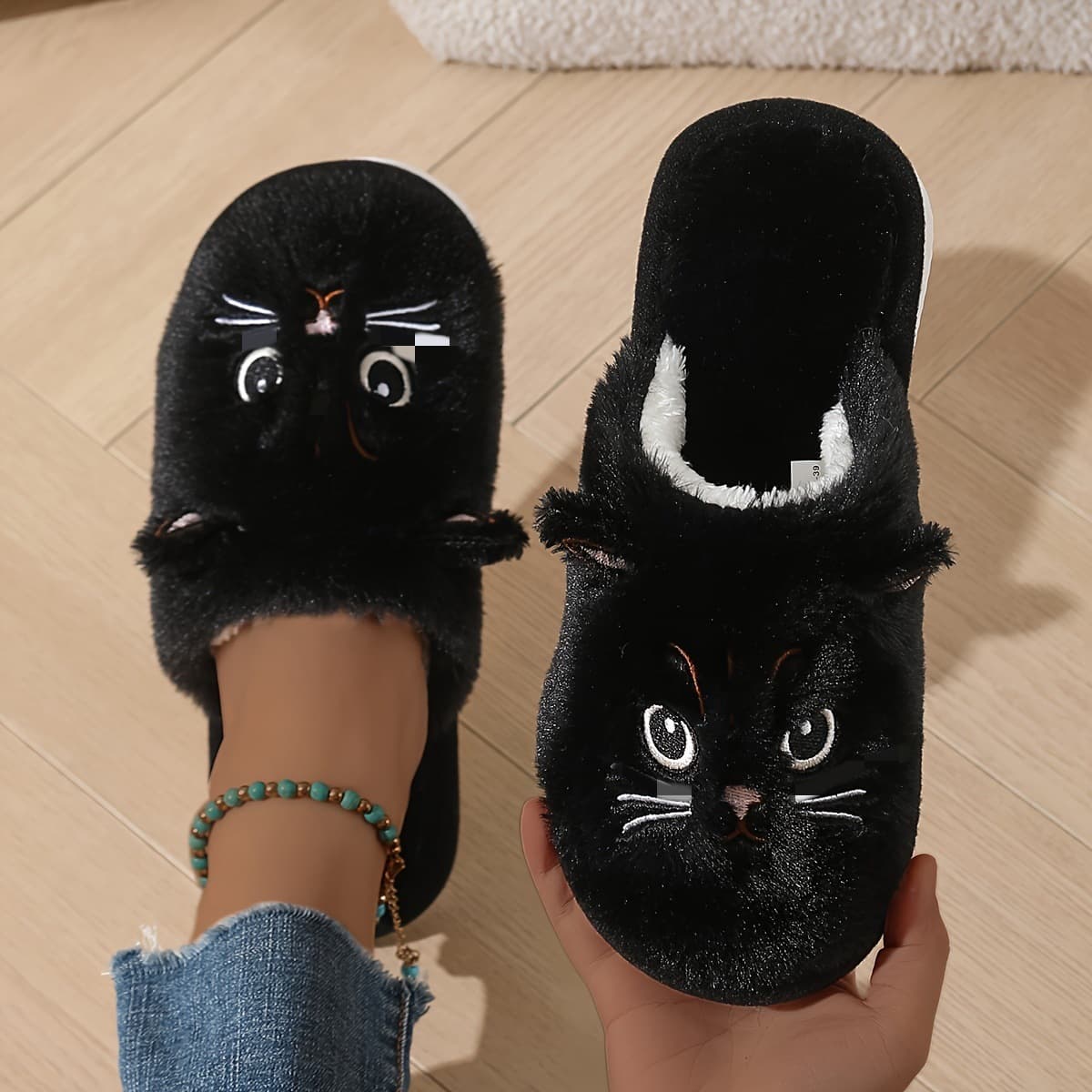 Cross-border Hot Selling Cat Cotton Slippers Temu Autumn Winter Slippers Men Women Furry Slippers Small Order Custom Labeling Dropshipping
