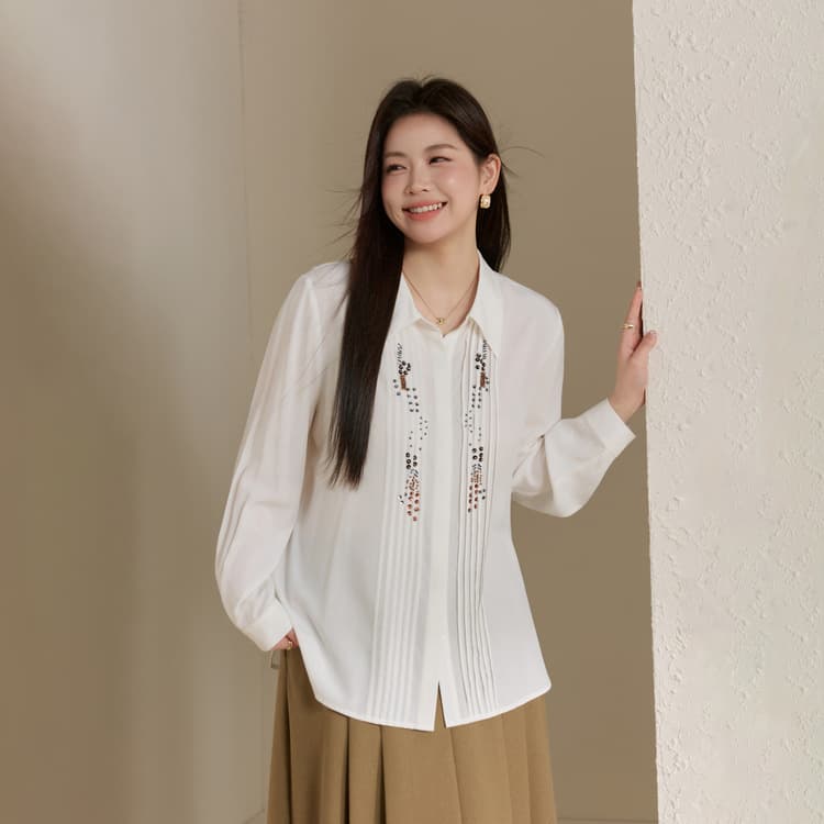 Chic Lazy Blouse - Xianlixiu Plus Size Women's Simple Intellectual Slimming Top for Plus Size Women 2026 Spring New Arrival