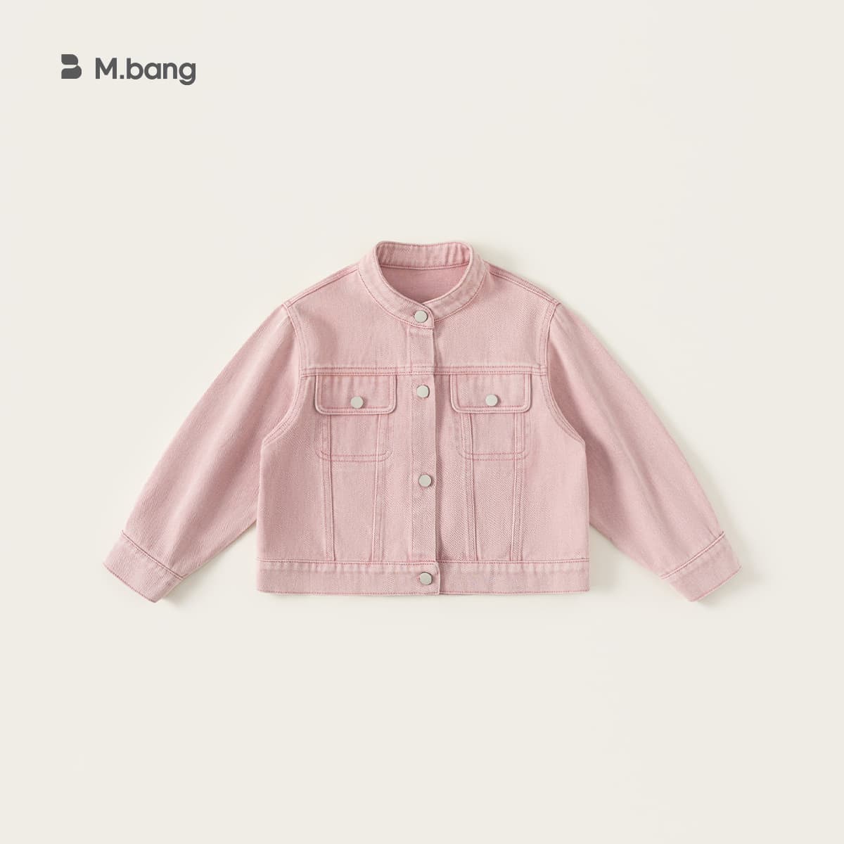 Bangxuan Girls' Jacket Spring and Autumn New Pink Fashion Item Girls' Shirt Stand Collar Stylish Children's Clothing