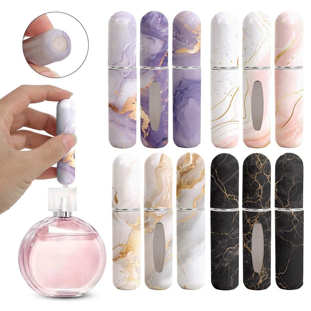 In Stock Hot Seller Marble Pattern Premium Printed 5ML Perfume Refillable Bottle Sample Portable Travel Bottom Direct Charging