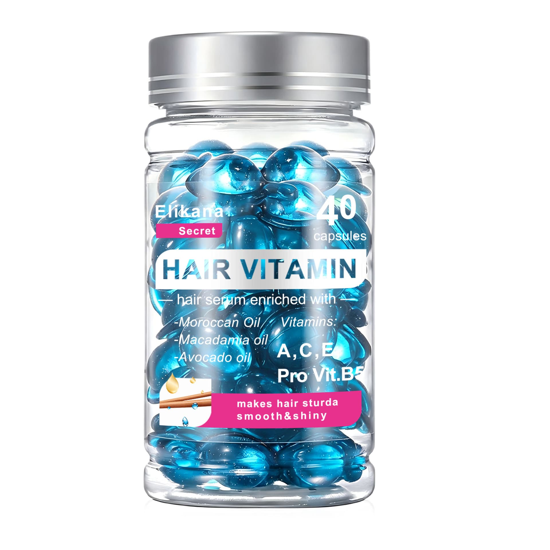 Cross-border Biotin Hair Gummies with Moroccan Argan Oil Leave-in Hair Capsules