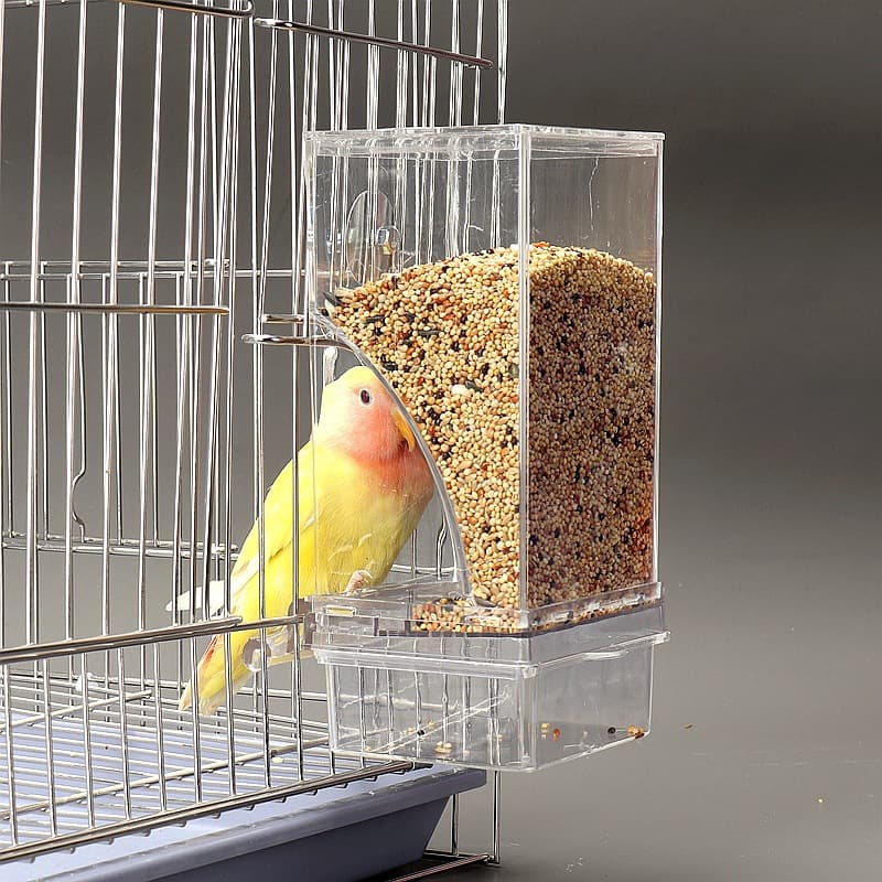 Budgie Automatic Feeder Anti-Splash Bird Seed Dispenser for Parakeets, Lovebirds, and Pet Birds