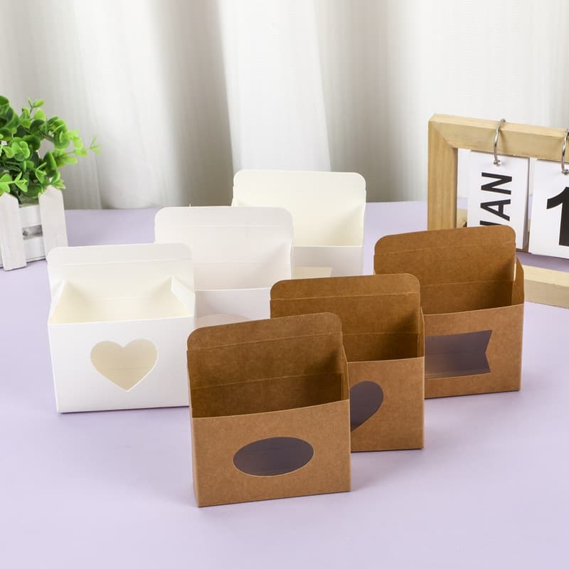 In Stock Handmade Soap Packaging Box Irregular Transparent Window Small Paper Box White Heart Jewelry Accessory Storage Box