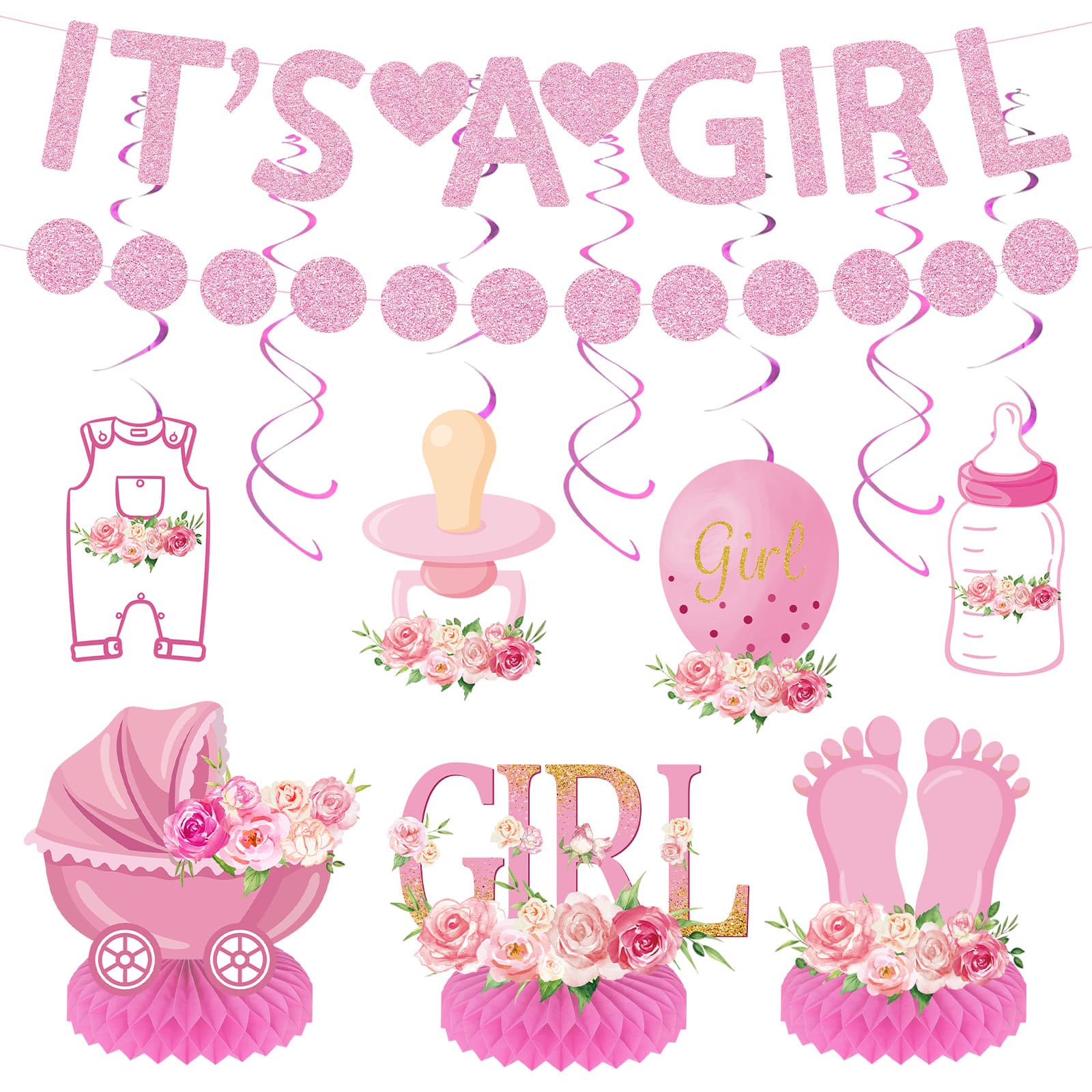 Baby Shower Gender Reveal Party Decoration Set Honeycomb Ornaments Baby Christening Party Decorations