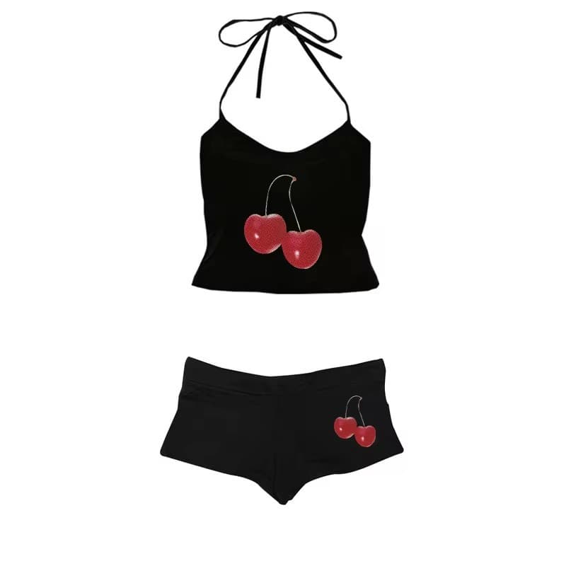 Cross-Border Cherry Print Camisole Sleeveless Top Sweet & Cool Cherry Print Shorts Sweet Set