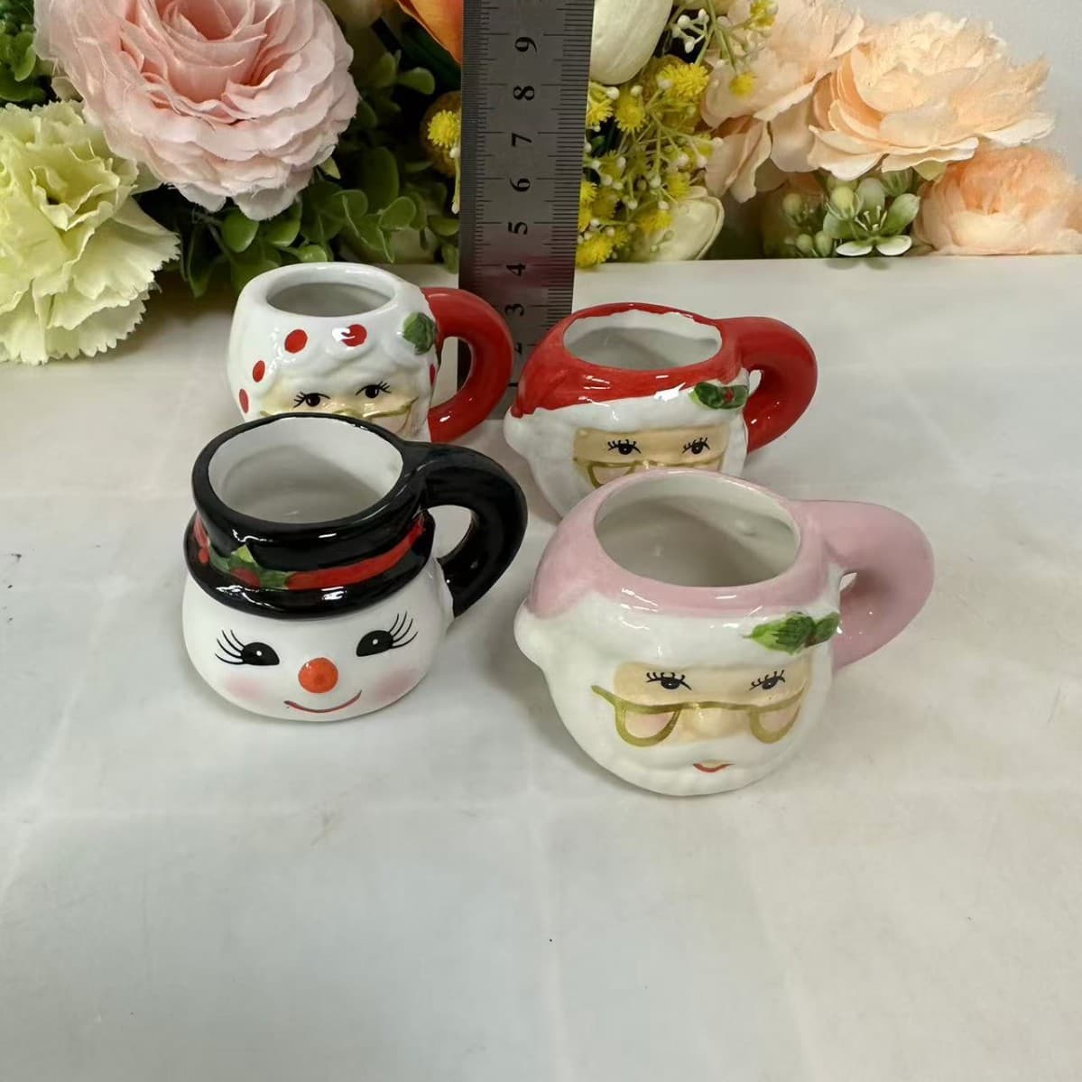 Cute Cartoon Santa Claus Ceramic Cup Milk Cup Little Fan Christmas Tree Snowman Hand-painted Girls Water Cup Mug