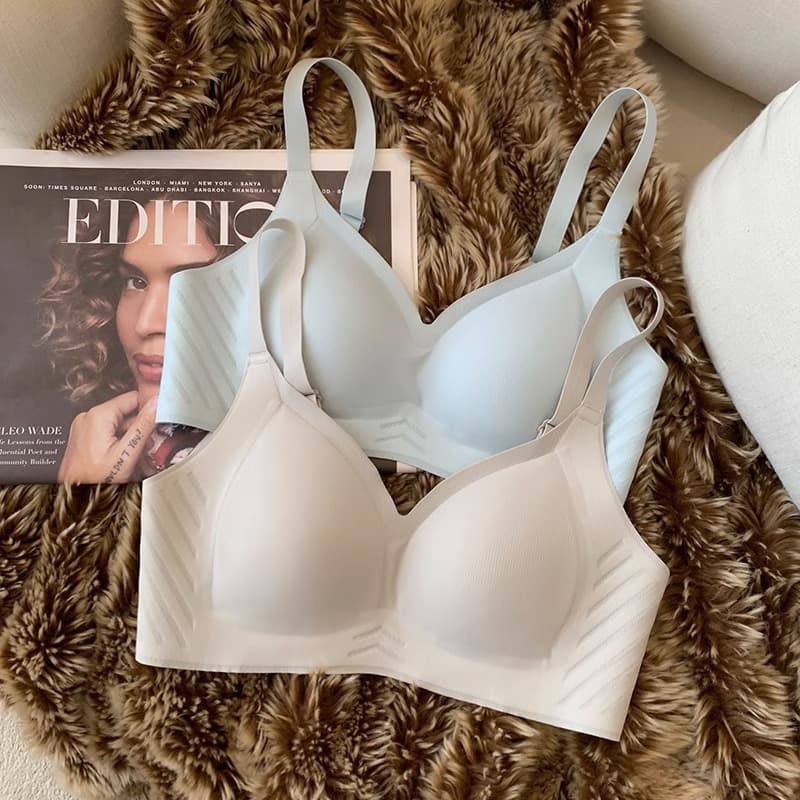 Small Bust Push-Up Bra, Wireless for Women, Large Busts Look Smaller, Side Support, Seamless Support, Plus Size Bras, Ice Silk for Breathability
