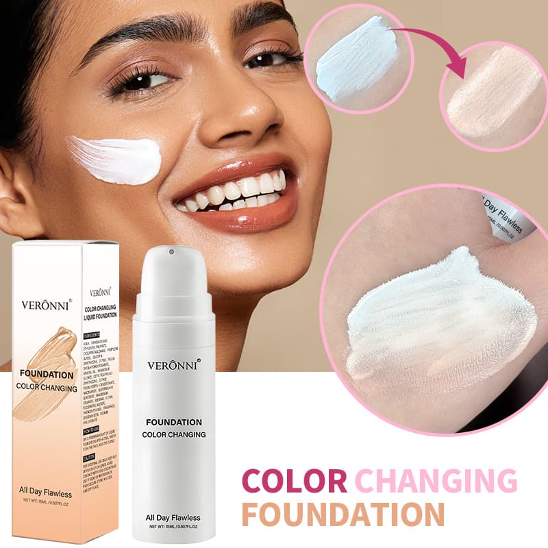 VERONNI Warm Color Changing Liquid Foundation Brightening Portable Concealer Long-lasting Non-Removing Makeup Color Changing Liquid Foundation Follows the Skin