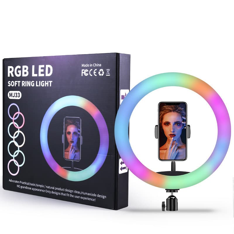 MJ26 Live Streaming Fill Flash Photography 10-inch\8\18 Indoor Camera RGB Ring Light for Cameras