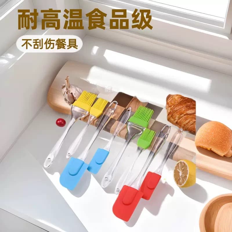 PS Transparent Handle 3/4-Piece Set Sold Separately Silicone Spatula, BBQ Brush, Cream Scraper, Baking Tools for Cake