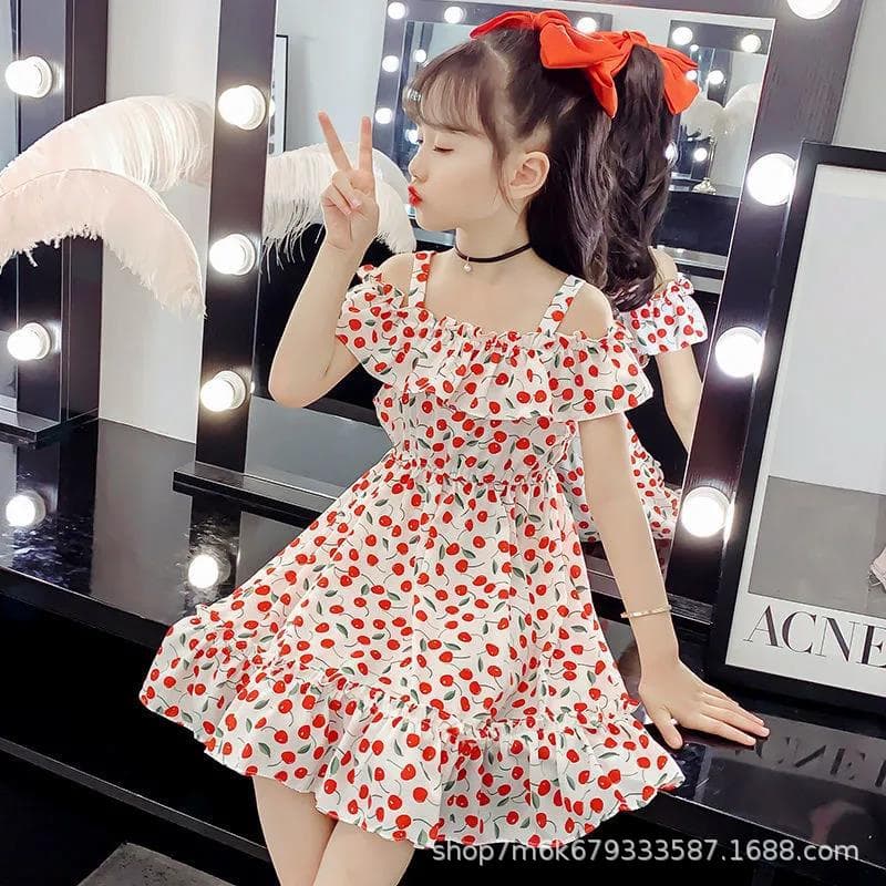 Girls Dress 2021 New Summer Dress Fashionable Little Girl 3 Chiffon 7 Skirt 8 Summer Fashion Princess Dress for 9 Years Old