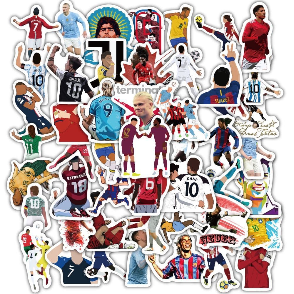 Cross-Border Football Sticker Collection 500 Stickers Football Sports Stars Cristiano Ronaldo Messi Neymar Mbappe Stickers Decals