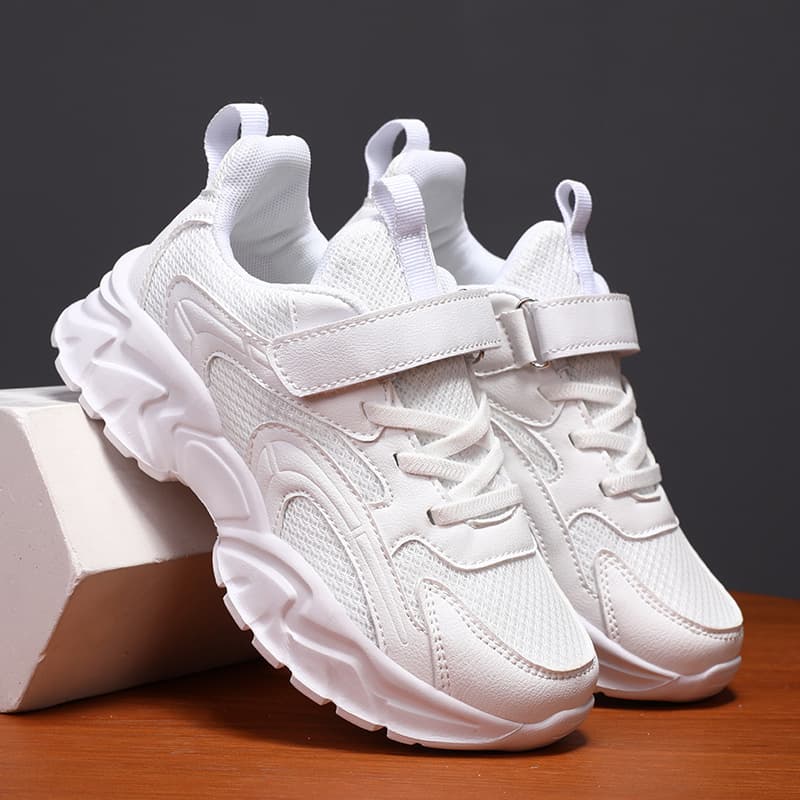 Wholesale Boys' Sports Shoes Autumn New Mesh Shoes Soft Sole Children's Middle and Big Boys Mesh White Shoes Students