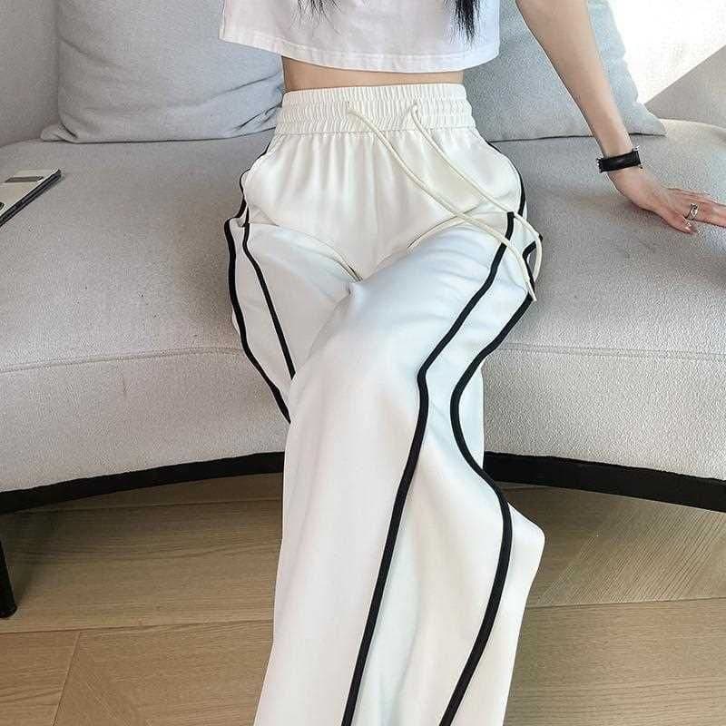 Women's Wide-Leg Pants 2026 Summer New Straight-Leg Draped Loose White Sports Pants Quick-Dry Pants for Women