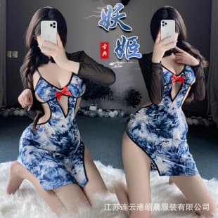Sanshengyin Lingerie Pure Desire Date Night Cheongsam Uniform Quick-Release Seduction Sleepwear Set 2904