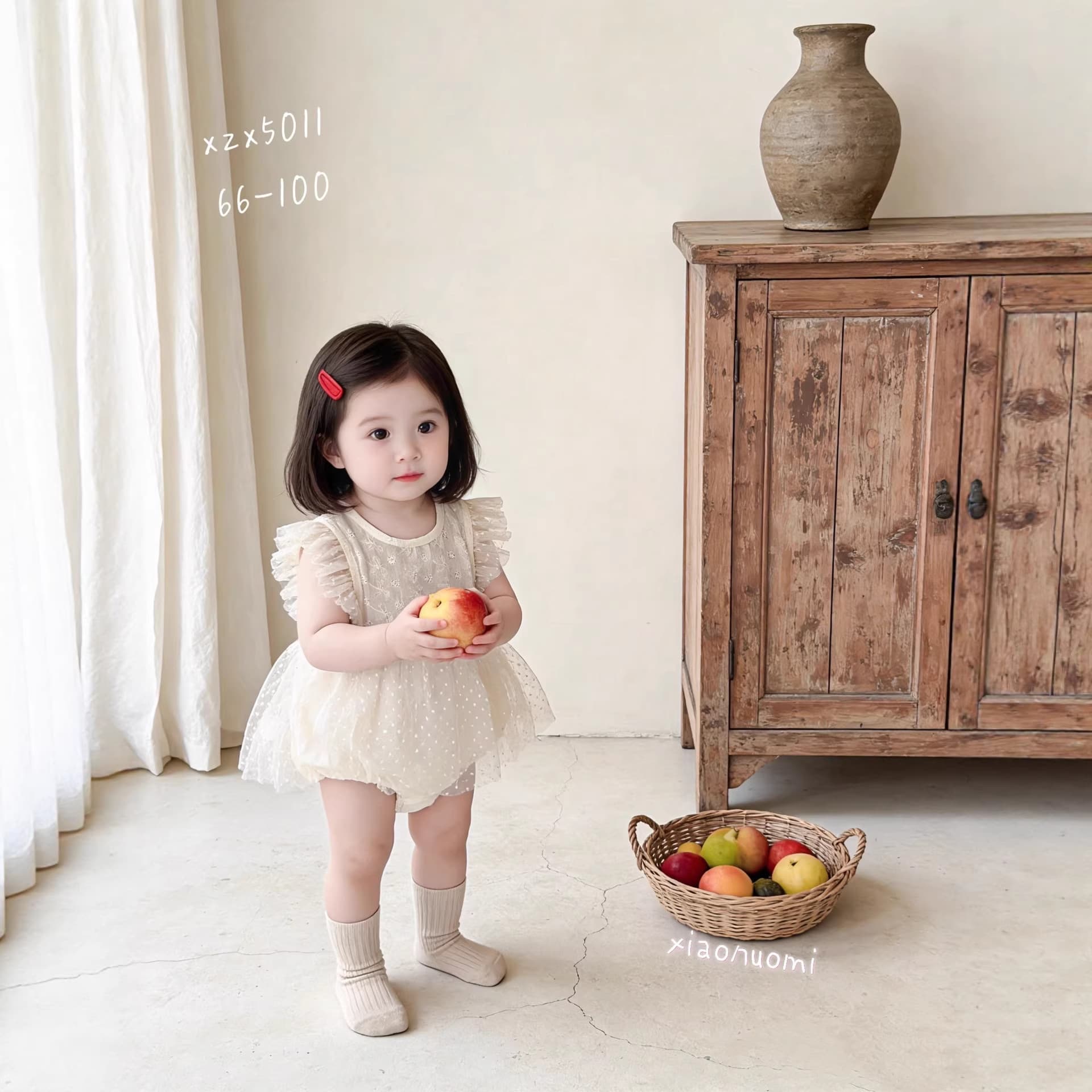 Infants and young children Korean fantasy princess style polka-dot mesh small flying sleeves baggy dress for baby girl summer one-year-old party dress